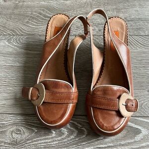 MIZ MOOZ Brown Leather Low Heel “Elton” Slingbacks - Size 6